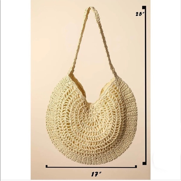 𝅺straw Braided Circle Tote Bag - Picture 5 of 7